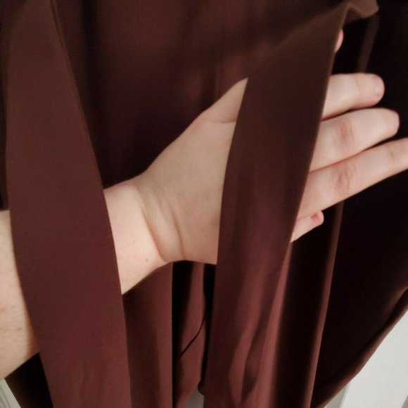 Torrid Womens EUC Plus Sz 0x Crepe SelfTie Taper Straight Leg Pant Raisin Brown - Picture 6 of 9